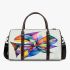 Drawing of an abstract flower design with colorful lines and shapes 3d travel bag