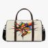 Drawing of an abstract flower design with colorful lines and shapes 3d travel bag