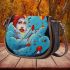 Dreamy surrealism woman on a colorful cloud saddle bag
