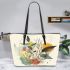 Elegant Essence Minimalistic Floral Delicacy Leather Tote Bag