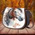 Elegant horse with white and brown fur saddle bag