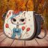 Elegant white cat with red roses Saddle Bags for Women: Perfect Gift for Girlfriend, Wife, Daughter