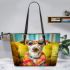 Embracing Canine Coolness 3 Leather Tote Bag