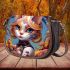 Enchanting feline amidst the flowers Saddle Bags for Women: Perfect Gift for Girlfriend, Wife, Daughter