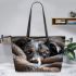 Endearing Images of Adorable Dogs 4 Leather Tote Bag