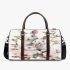 Family of three white rabbits with pink flowers 3d travel bag