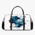 Featuring an array of shapes and forms in shades of blue and grey 3d travel bag