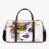 Female face with green eyes and purple lips 3d travel bag