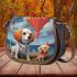 Festive pups and playful balloons Saddle Bags for Women: Perfect Gift for Girlfriend, Wife, Daughter