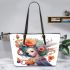 Floral serenity leather tote bag