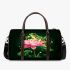 Frog jumping on a pink lotus flower 3d travel bag
