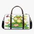 Frog sitting on a lily pad smiling with a butterfly and dragonfly 3d travel bag