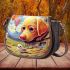 Golden retriever's serene encounter with birds Saddle Bags for Women: Perfect Gift for Girlfriend, Wife, Daughter