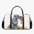 Great dane with a blue bandana sitting holding pink flowers 3d travel bag