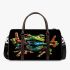 Green frog doing the peace sign in vibrant colors 3d travel bag