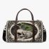 Green frog playing the banjo on top of human skull 3d travel bag