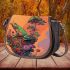 Green frog sitting on top of an island with trees and flowers saddle bag