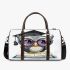 Grey owl with big eyes wearing glasses 3d travel bag