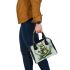 Grinchy smile and drink coffee with dream catcher shoulder handbag
