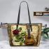 guitar and music note and rose 2 Leather Tote Bag