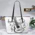 guitar and music note Leather Tote Bag