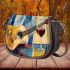 Guitar and wine glass cubism style painting saddle bag