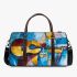 Guitar and wine glass cubism style painting 3d travel bag