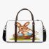 Happy easter bunny with a basket full of colored eggs 3d travel bag