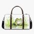 Happy frog sitting in the grass near a pond 3d travel bag