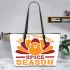 Happy pumpkin spice season Leather Tote Bag