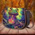 Happy smiling frog with big eyes saddle bag