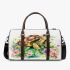 Happy smiling turtle with flowers 3d travel bag