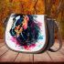 Horse head brush strokes colorful ink splash saddle bag