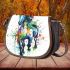 Horse splashes and drips with colors saddle bag