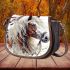 Horse with native american feathers saddle bag
