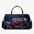 Illustrative colorful frog with fractal skin and glowing eyes 3d travel bag