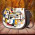 Incorporating geometric shapes and abstract forms saddle bag