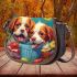 Jack russell terrier puppies in the flower basket Saddle Bags for Women: Perfect Gift for Girlfriend, Wife, Daughter