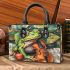 little frog and music notes and violin with leaves Small Handbag