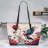 Majestic bird and whimsical balloons in dreamy landscape leather tote bag