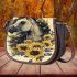 Majestic horse with flowing mane adorned in sunflowers saddle bag