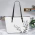 Minimalist Botanical Bliss Tranquil Elegance Leather Tote Bag