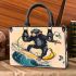 Monkey wearing sunglasses surfing with banana small handbag