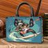 Monkey wearing sunglasses surfing with electric guitar small handbag