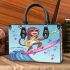 Monkey wearing sunglasses surfing with electric guitar small handbag