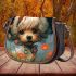 Moonlit meadow curious dog among flowers Saddle Bags for Women: Perfect Gift for Girlfriend, Wife, Daughter