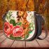 music note and guitar and rose with green leaf and dog Saddle Bag