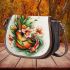 music note and guitar and tulip with green leaf and koi fish Saddle Bag