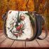 music note and guitar and tulip with green leaf and koi fish 4 Saddle Bag