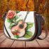 music note and musican play guitar with rose and green leaf Saddle Bag